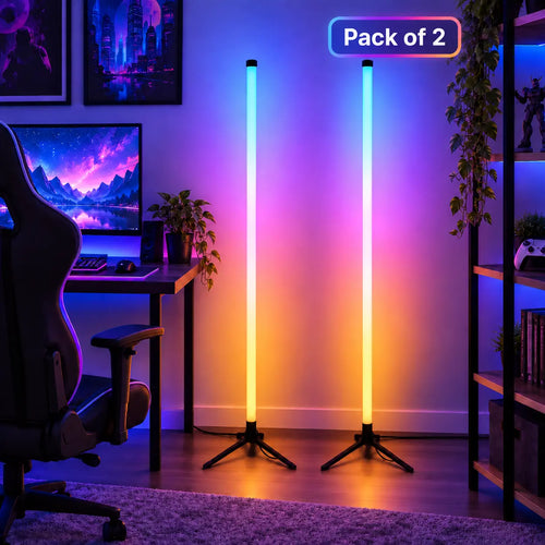 Smart LED Floor Lamp - APP & Remote Control, Music Sync, Dynamic Scene Modes, Timer, Adjustable Brightness, USB-Powered Ambient Light for Bedroom, Gaming Room (Pack of 1/2) - Quantity: 2Pcs