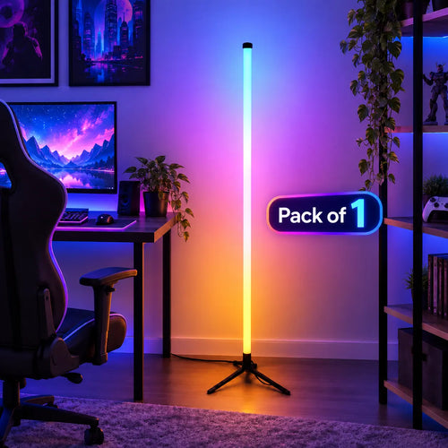 Smart LED Floor Lamp - APP & Remote Control, Music Sync, Dynamic Scene Modes, Timer, Adjustable Brightness, USB-Powered Ambient Light for Bedroom, Gaming Room (Pack of 1/2)